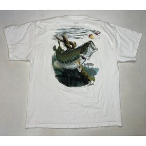 Al Agnew 2007 Fish Graphic Pocket T-shirt Men XL White Short Sleeve